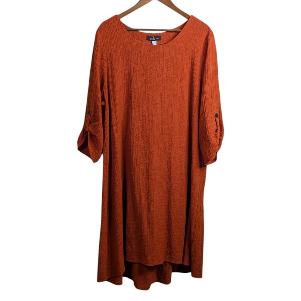Yushi Midi Dress XXL Oversized Roll Tab Textured Lagenlook Art to Wear Avant Gar